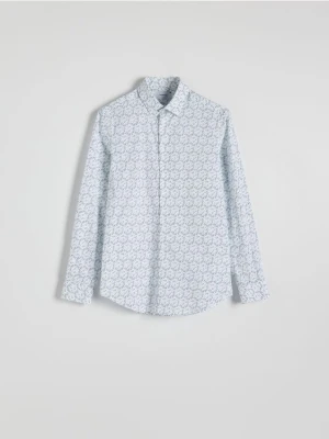 Reserved - Koszula slim fit w drobne kwiaty - jasnoniebieski