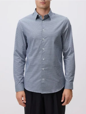 Reserved - Koszula slim fit w kratę - granatowy