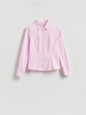 Reserved - Koszula slim fit w paski - pastelowy róż