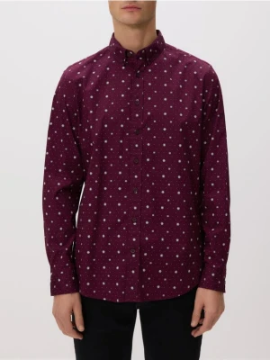Reserved - Koszula slim fit w świąteczny wzór - bordowy
