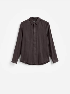 Reserved - Koszula slim fit z bawełną - brązowy