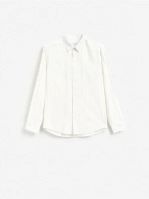 Reserved - Koszula slim fit z bawełną - złamana biel