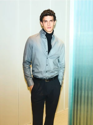 Reserved - Koszula slim fit z drobnym wzorem - szary