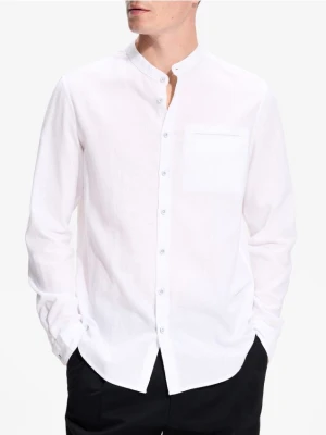 Reserved - Koszula slim fit z lnem - biały