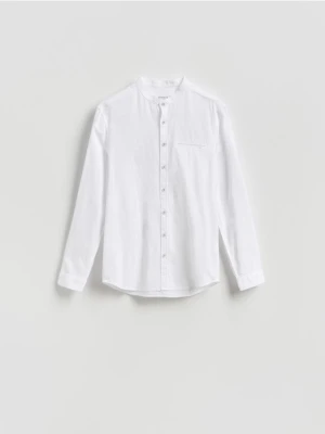 Reserved - Koszula slim fit z lnem - biały