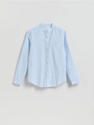 Reserved - Koszula slim fit z lnem - jasnoniebieski