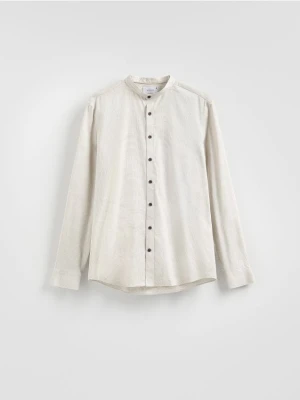 Reserved - Koszula slim fit ze stójką - beżowy