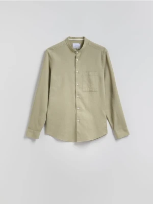 Reserved - Koszula slim fit ze stójką - oliwkowy