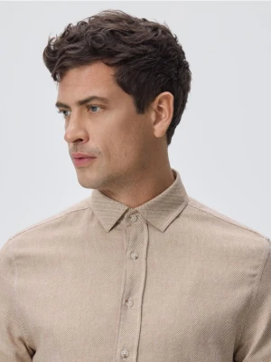 Reserved - Koszula slim z bawełny egipskiej - beżowy