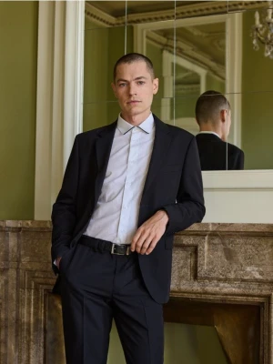 Reserved - Koszula slim z bawełny egipskiej - biały