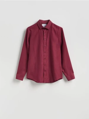 Reserved - Koszula slim z bawełny egipskiej - bordowy