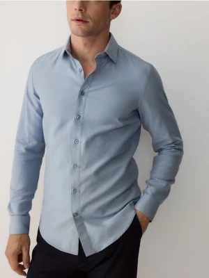 Reserved - Koszula slim z bawełny egipskiej - jasnoniebieski