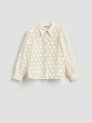 Reserved - Koszula w grochy - kremowy