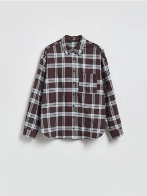 Reserved - Koszula w kratę - ciemnobrązowy