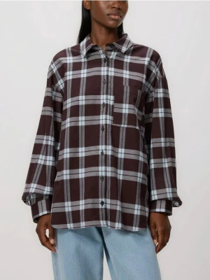 Reserved - Koszula w kratę - ciemnobrązowy