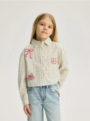 Reserved - Koszula w kratę - złamana biel