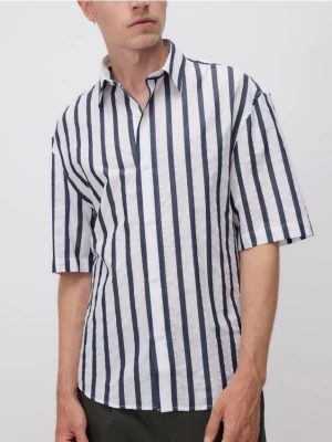 Reserved - Koszula w paski comfort fit - granatowy
