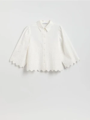 Reserved - Koszula z ażurowym wzorem - biały