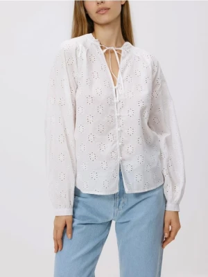 Reserved - Koszula z ażurowym wzorem - biały