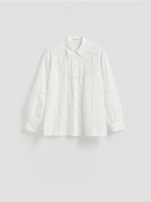 Reserved - Koszula z ażurowym wzorem - biały