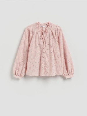 Reserved - Koszula z ażurowym wzorem - brzoskwiniowy