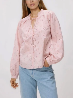 Reserved - Koszula z ażurowym wzorem - brzoskwiniowy