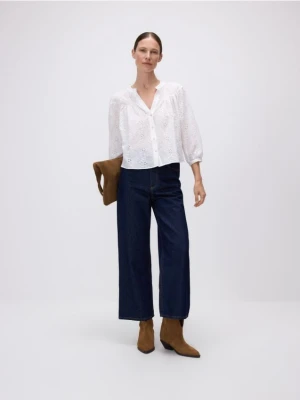 Reserved - Koszula z ażurowym wzorem - złamana biel