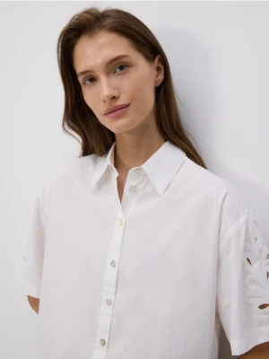 Reserved - Koszula z ażurowymi rękawami - biały