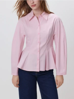 Reserved - Koszula z baskinką - pastelowy róż