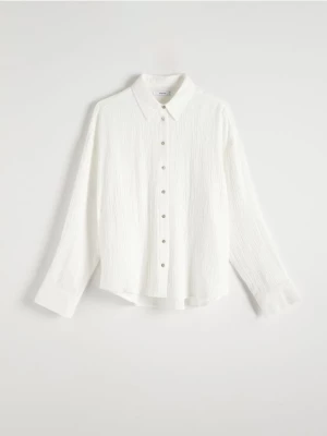 Reserved - Koszula z bawełnianego muślinu - biały