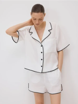 Reserved - Koszula z bawełnianego muślinu - biały