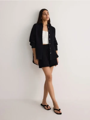 Reserved - Koszula z bawełnianego muślinu - czarny