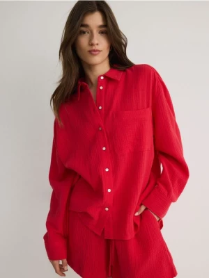 Reserved - Koszula z bawełnianego muślinu - czerwony