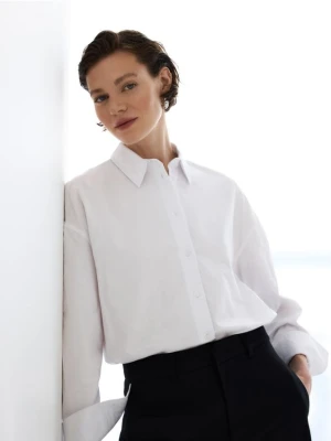 Reserved - Koszula z bawełny oxford - biały