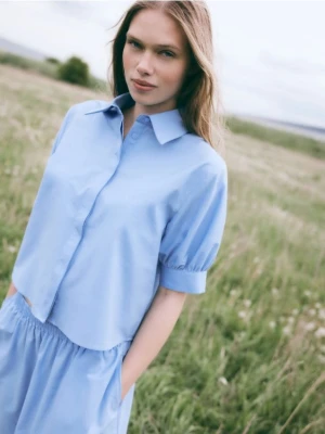 Reserved - Koszula z bufiastymi rękawami - niebieski