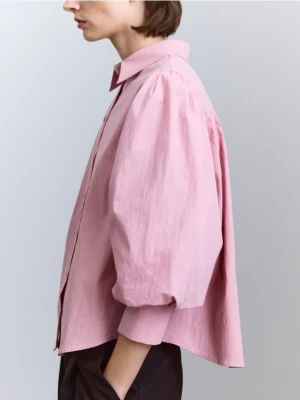 Reserved - Koszula z bufiastymi rękawami - pastelowy róż