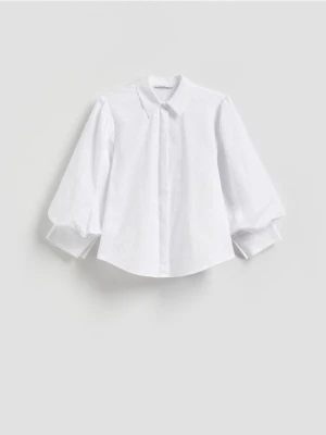 Reserved - Koszula z bufiastymi rękawami - złamana biel