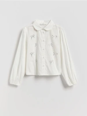 Reserved - Koszula z cyrkoniami - złamana biel