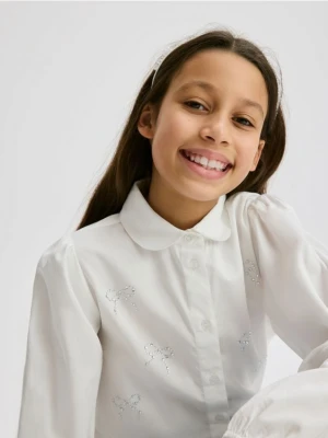 Reserved - Koszula z cyrkoniami - złamana biel