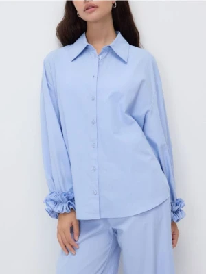 Reserved - Koszula z dekoracyjną falbaną - jasnoniebieski