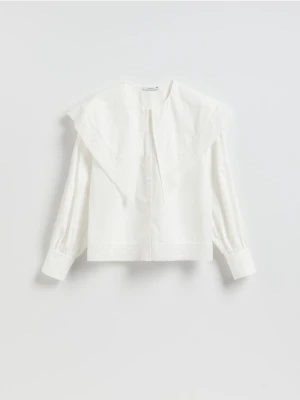 Reserved - Koszula z dekoracyjnym kołnierzem - biały