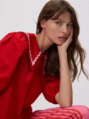 Reserved - Koszula z dekoracyjnym kołnierzem - czerwony