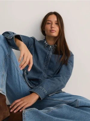 Reserved - Koszula z dekoracyjnym kołnierzem - niebieski