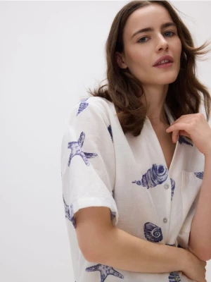 Reserved - Koszula z dodatkiem lnu - jasnoniebieski