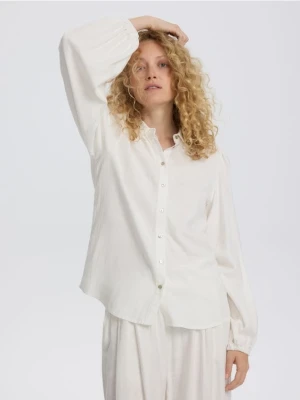 Reserved - Koszula z dodatkiem lnu - złamana biel