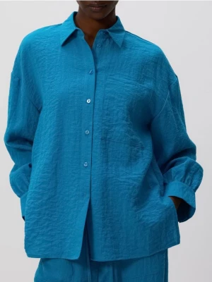 Reserved - Koszula z efektem gniecenia - turkusowy