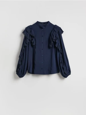 Reserved - Koszula z falbanami - granatowy