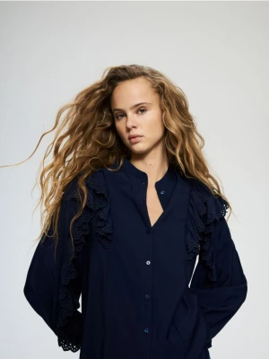 Reserved - Koszula z falbanami - granatowy