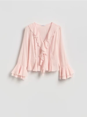 Reserved - Koszula z falbanami - pastelowy róż