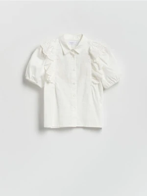 Reserved - Koszula z falbanką - biały